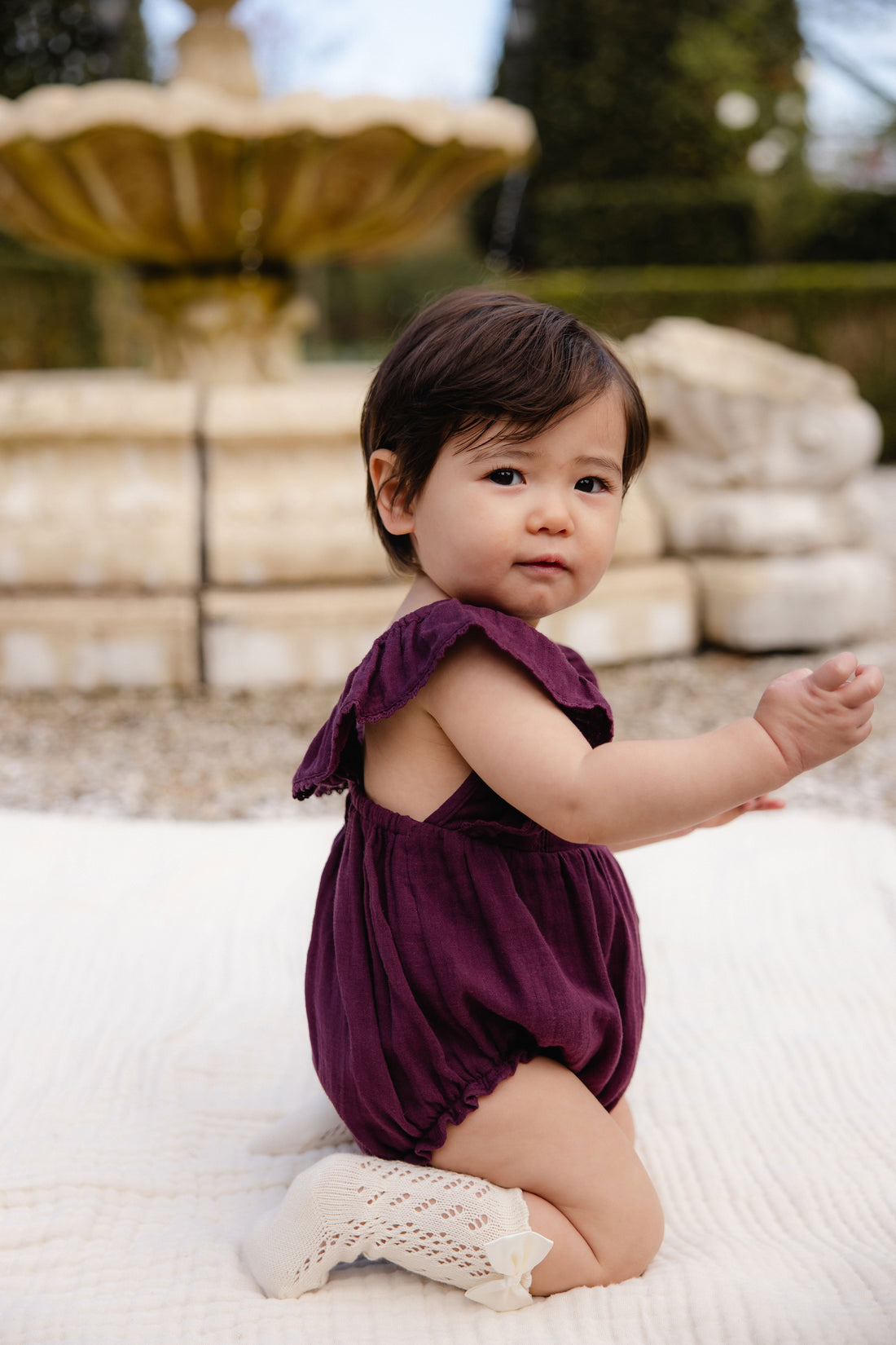 Organic Cotton Muslin Beatrice Playsuit - Fig Childrens Playsuit from Jamie Kay USA