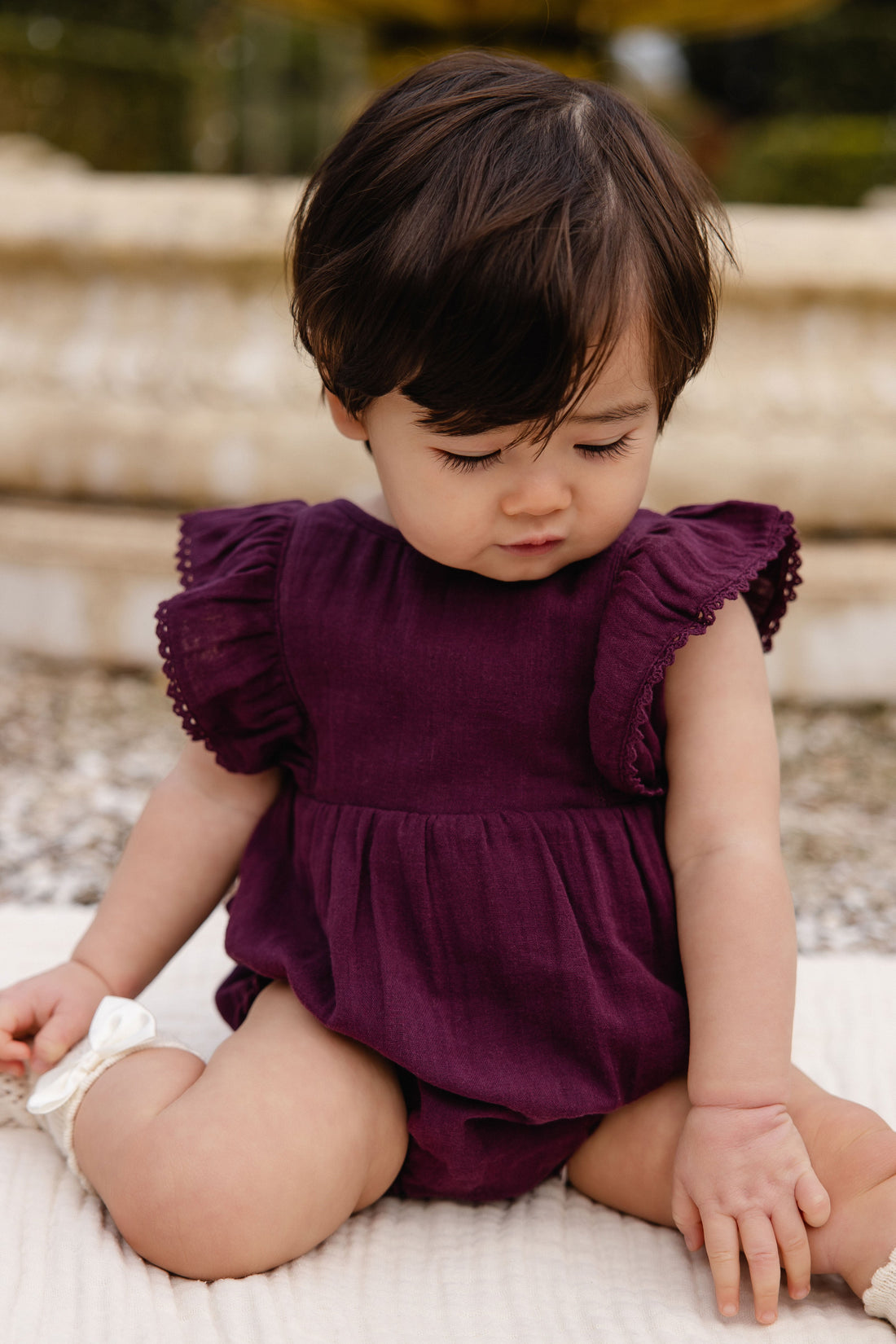 Organic Cotton Muslin Beatrice Playsuit - Fig Childrens Playsuit from Jamie Kay USA
