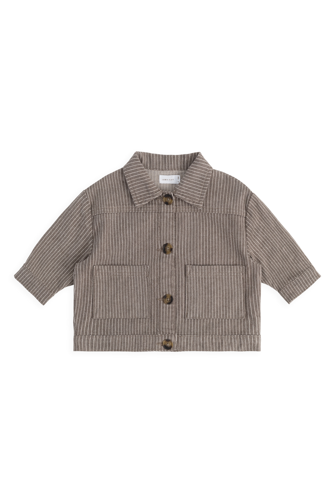 Axel Jacket-Mini Pinstripe Cassava / Iroko Childrens Jacket from Jamie Kay USA