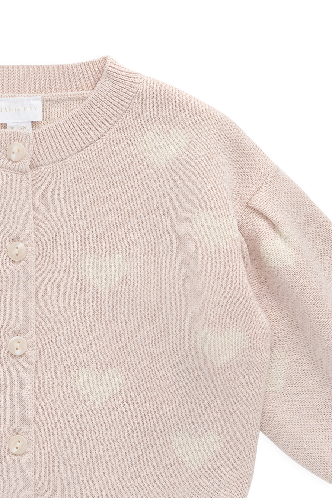 Kayla Cardigan - Kylie Heart Jacquard Morganite Childrens Cardigan from Jamie Kay USA