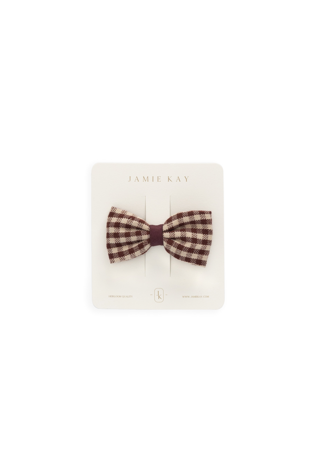 Organic Cotton Desiree Bow - Cinnamon Gingham Childrens Bow from Jamie Kay USA