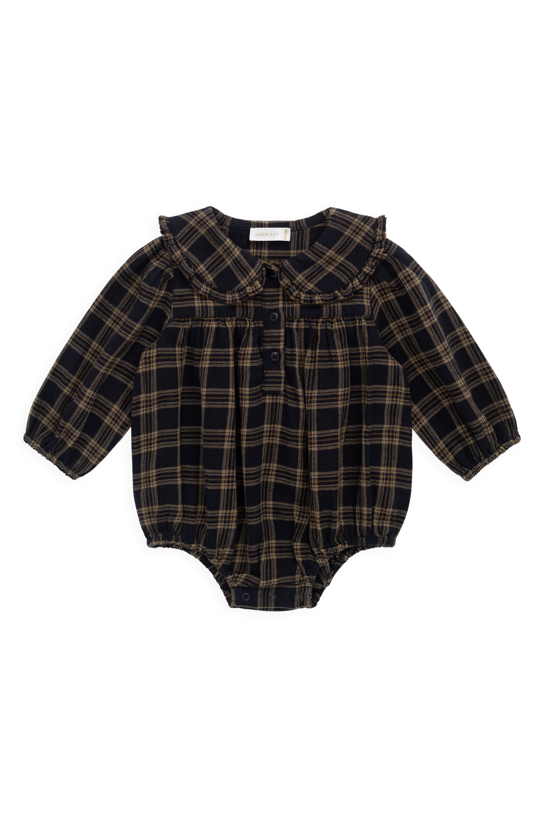 Organic Cotton Elowen Playsuit - Woodland Check Childrens Playsuit from Jamie Kay USA