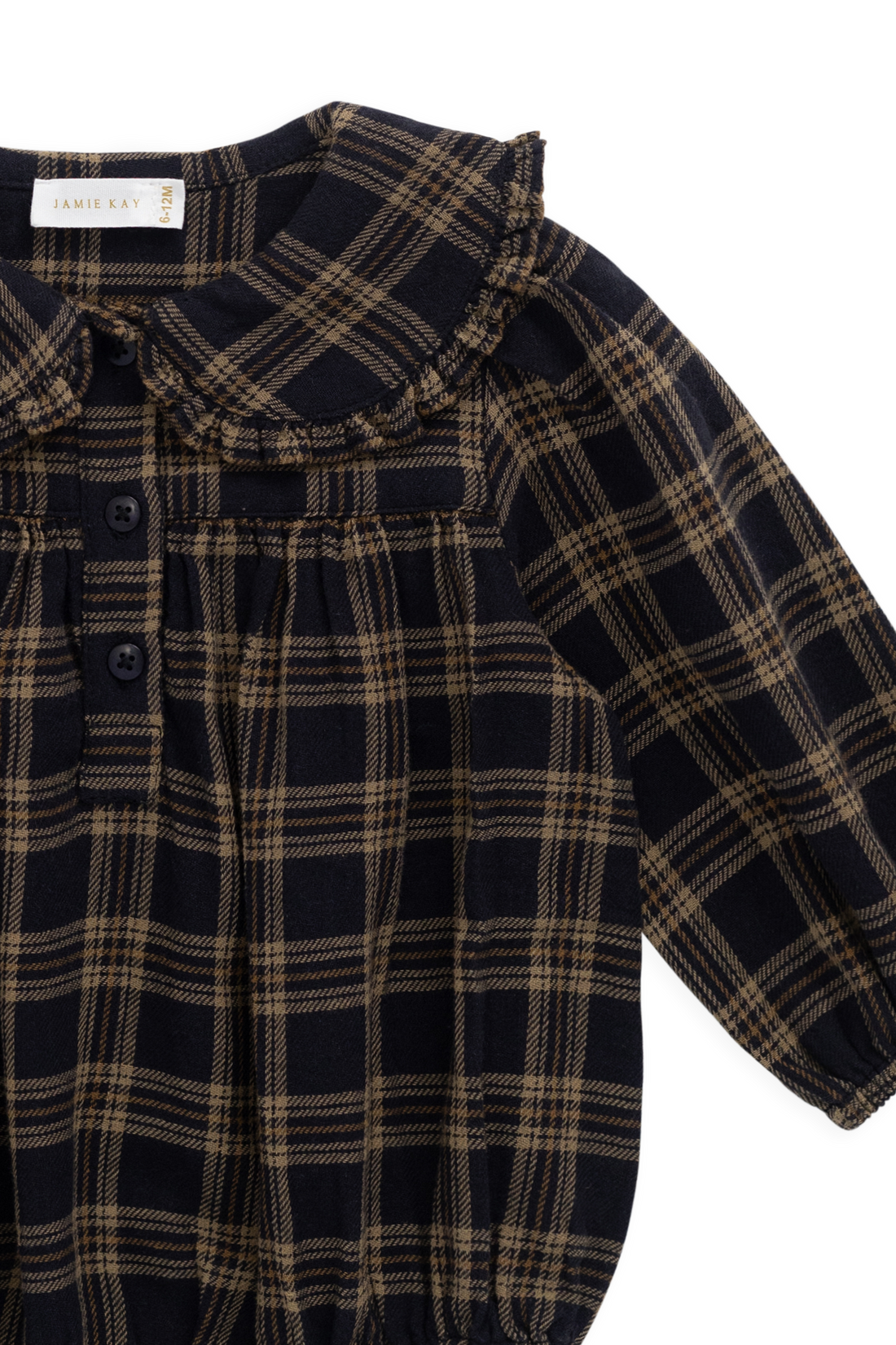 Organic Cotton Elowen Playsuit - Woodland Check Childrens Playsuit from Jamie Kay USA