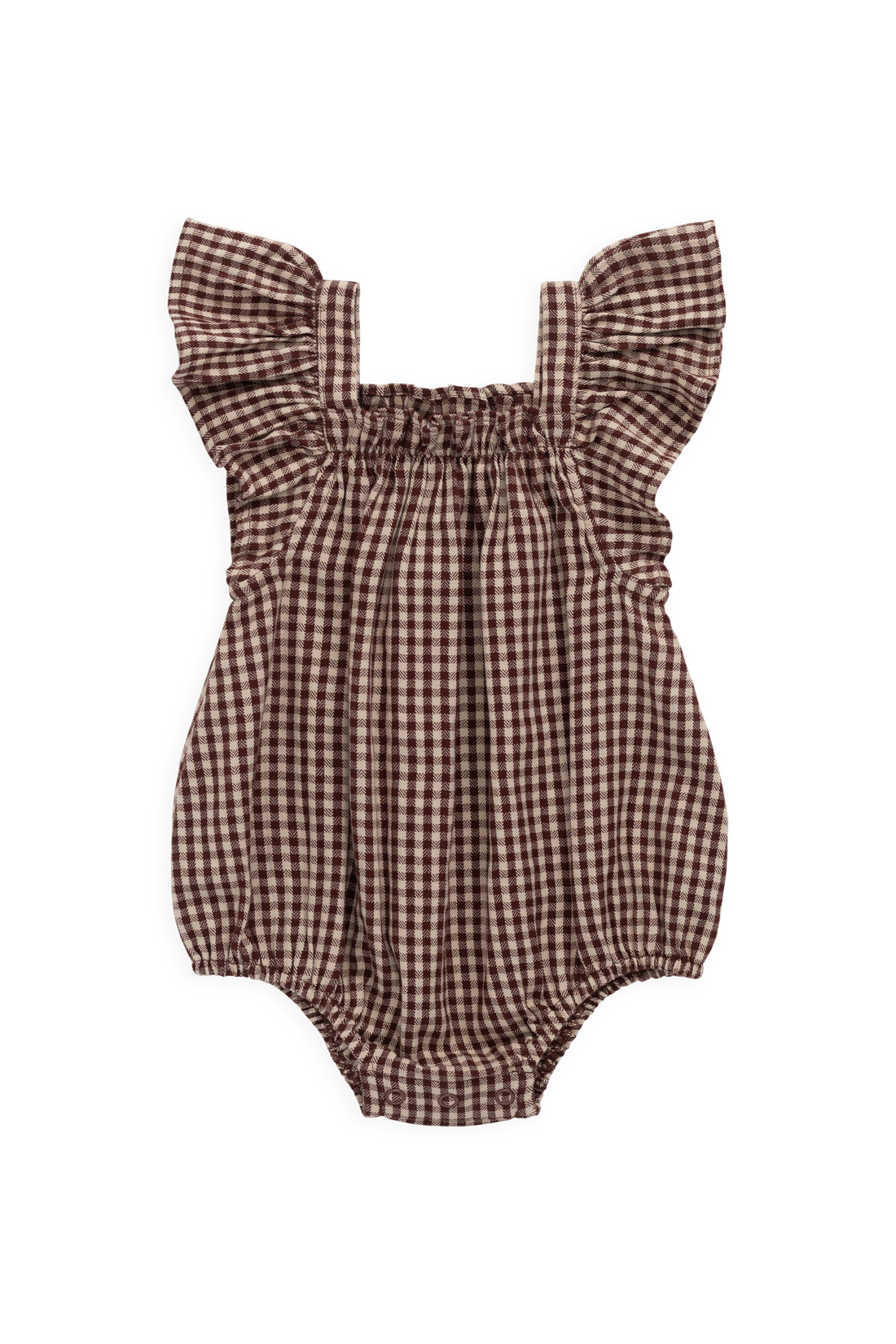 Organic Cotton Harriet Playsuit - Cinnamon Gingham Childrens Playsuit from Jamie Kay USA