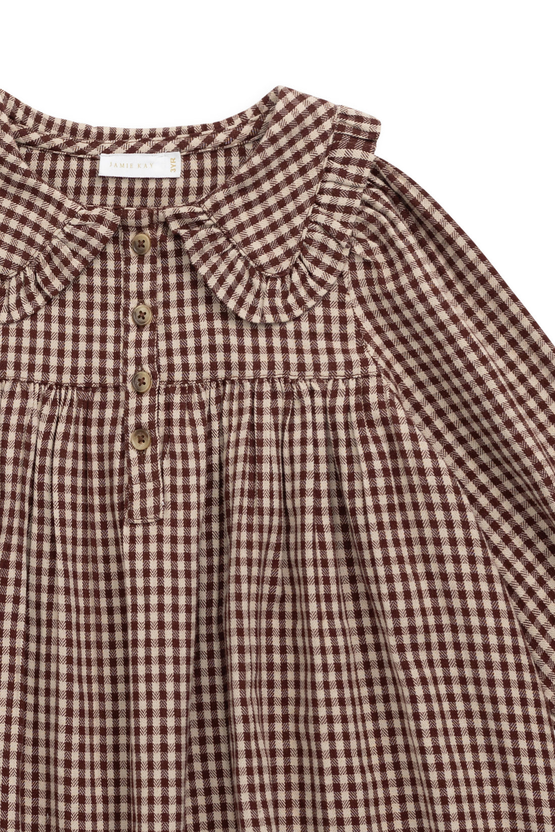 Organic Cotton Ira Dress - Cinnamon Gingham Childrens Dress from Jamie Kay USA