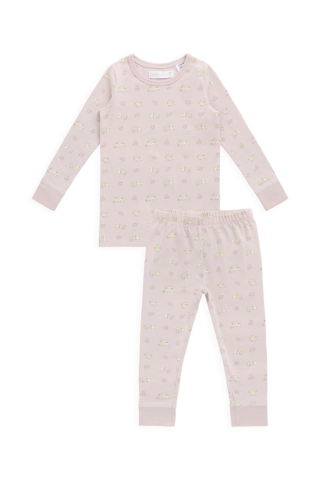 Organic Cotton Jude Long Sleeve Pyjama Set - Moon Floral Mauve Childrens Pyjamas from Jamie Kay USA