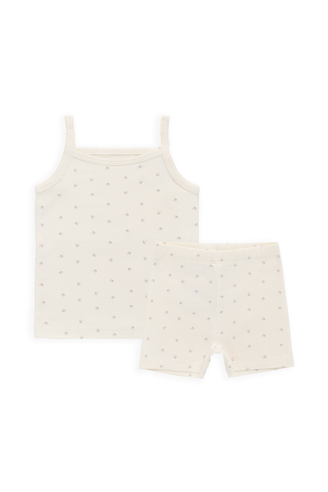 Organic Cotton Jude Singlet Pyjama Set - Ditsy Cherries Childrens Pyjamas from Jamie Kay USA