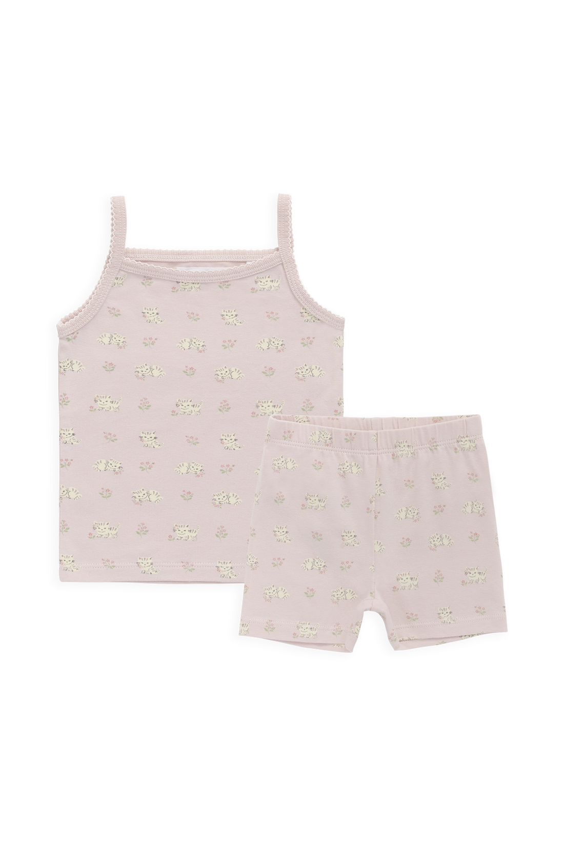Organic Cotton Jude Singlet Pyjama Set - Moon Floral Mauve Childrens Pyjamas from Jamie Kay USA
