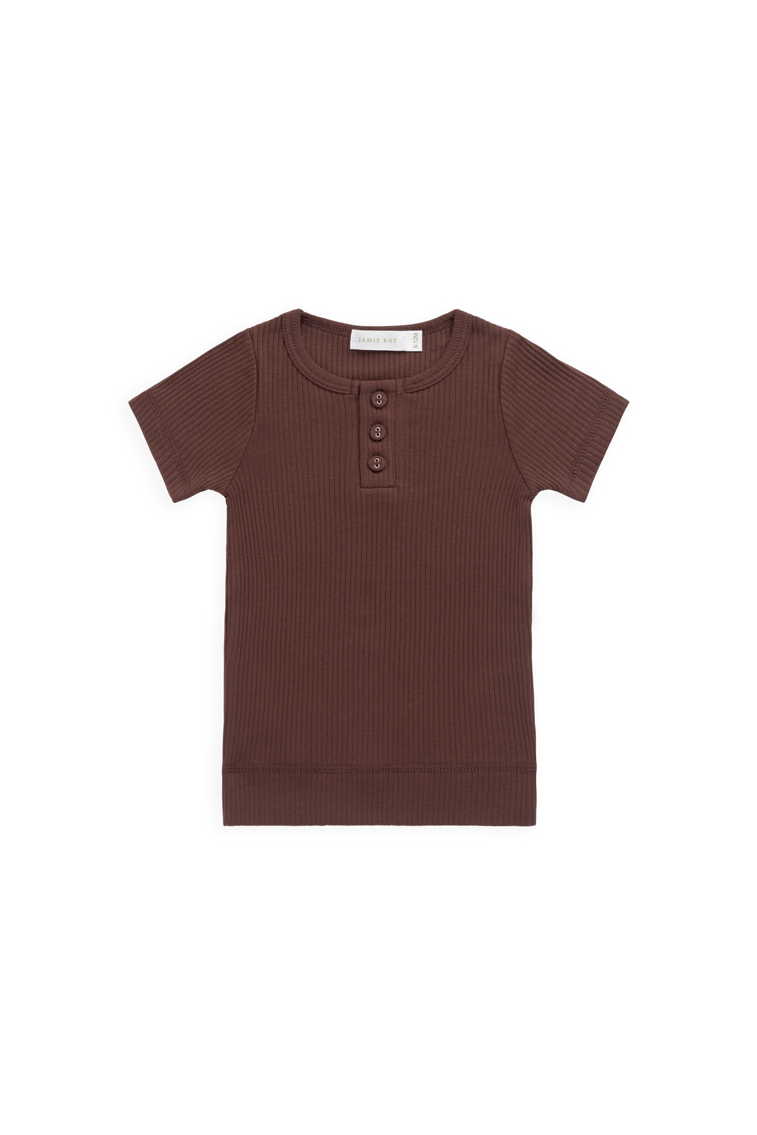 Organic Cotton Modal Henley Tee - Burnt Cinnamon Childrens Top from Jamie Kay USA