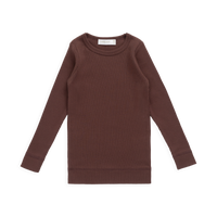Organic Cotton Modal Marina Long Sleeve Top - Burnt Cinnamon Childrens Top from Jamie Kay USA