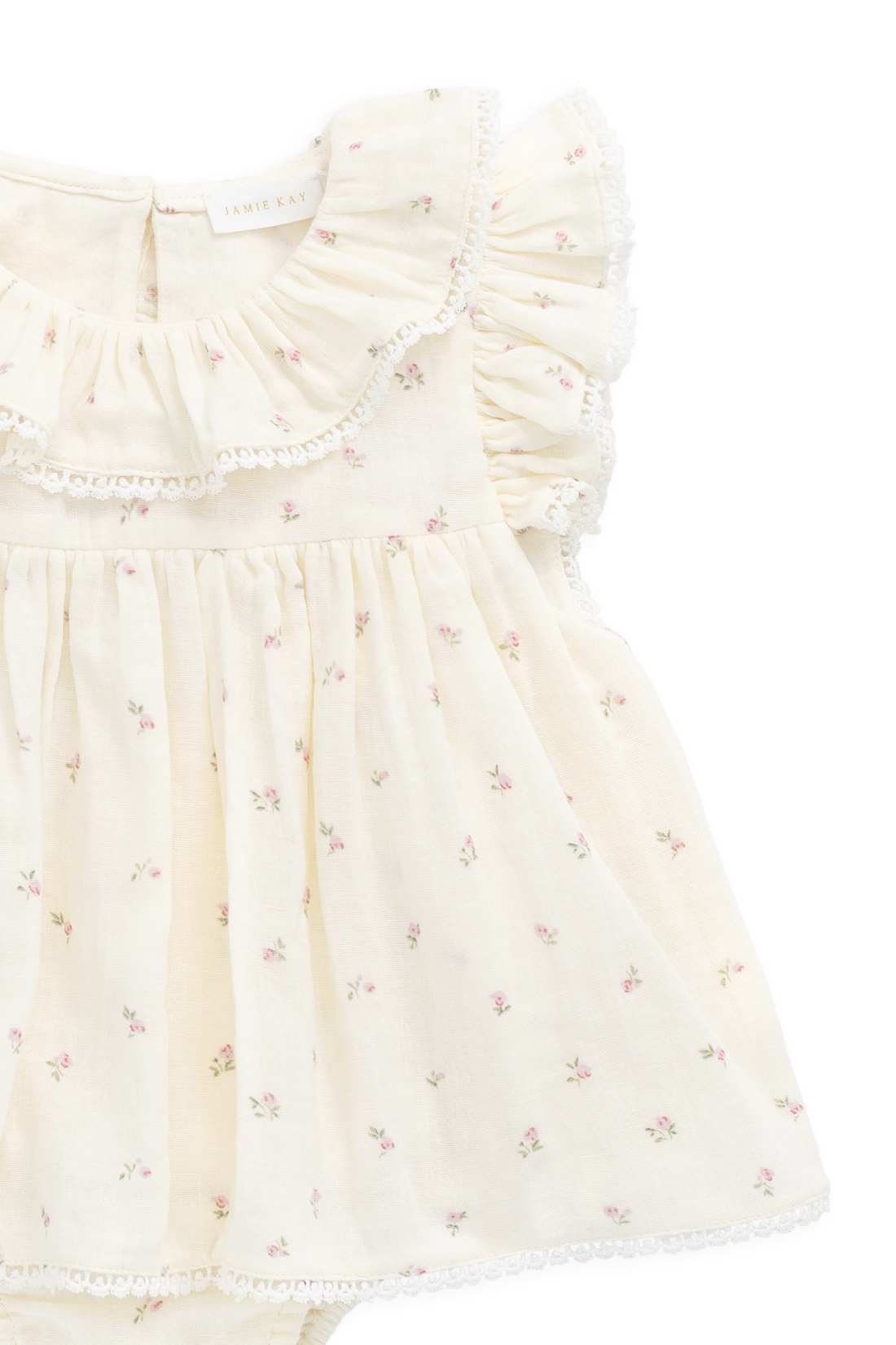 Organic Cotton Muslin Frannie Playsuit - Willow Rose Childrens Playsuit from Jamie Kay USA