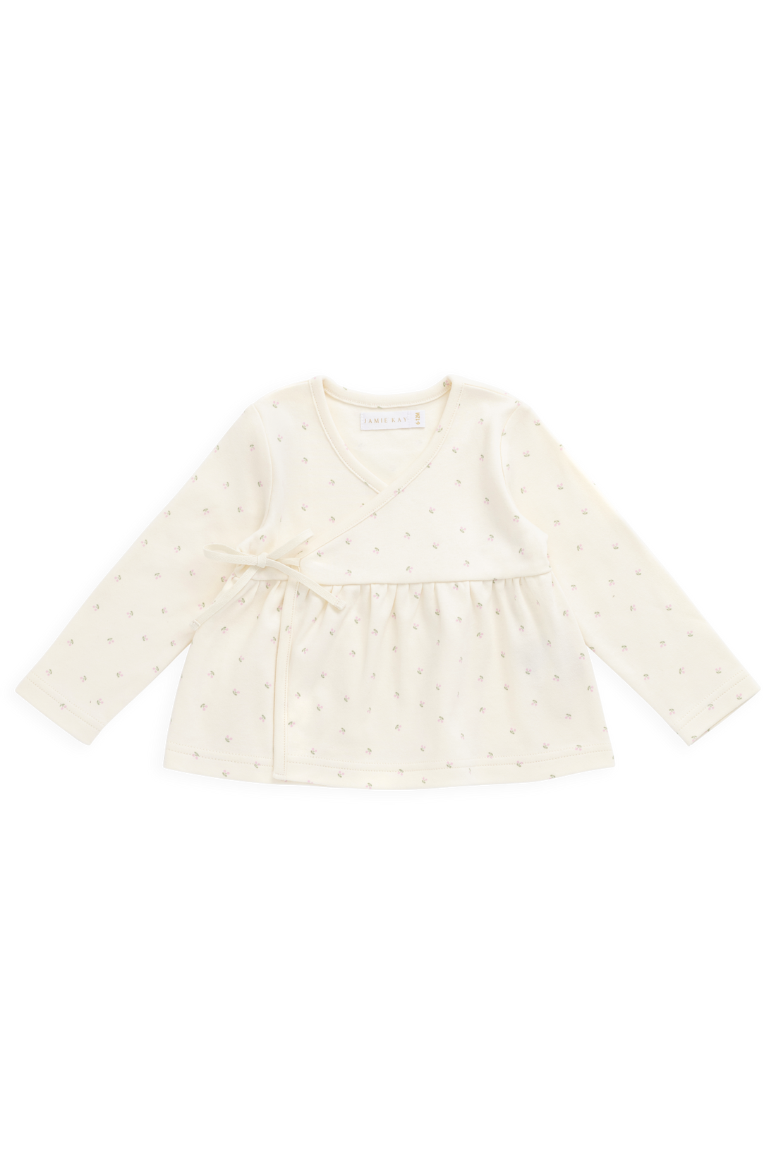 Organic Cotton Petal Wrap Top - Ditsy Cherries Childrens Top from Jamie Kay USA