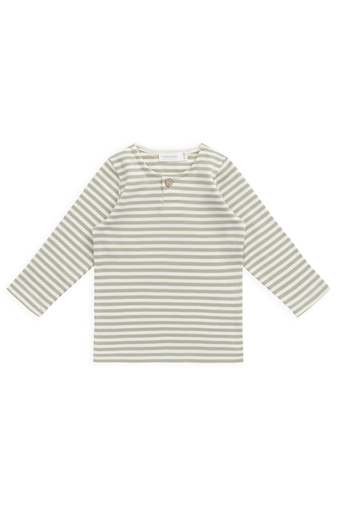 Pima Cotton Shae Top - Narrow Stripe Lichen / Cloud Childrens Top from Jamie Kay USA