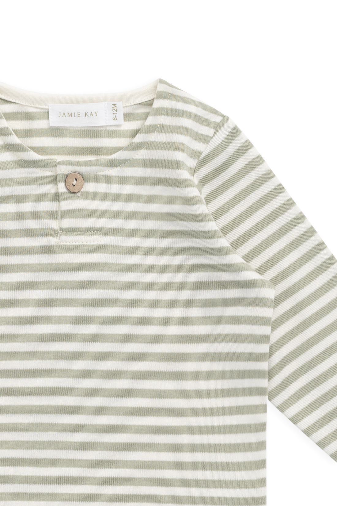 Pima Cotton Shae Top - Narrow Stripe Lichen / Cloud Childrens Top from Jamie Kay USA