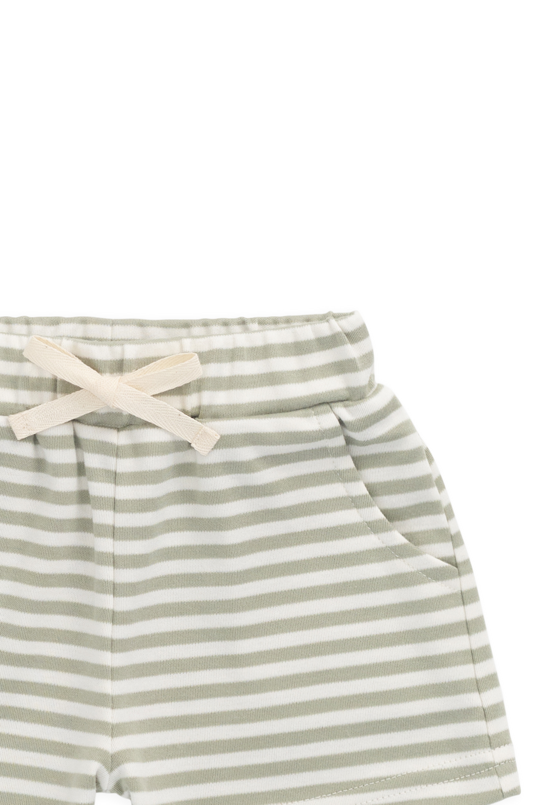 Pima Cotton Wesley Short - Narrow Stripe Lichen / Cloud Childrens Short from Jamie Kay USA