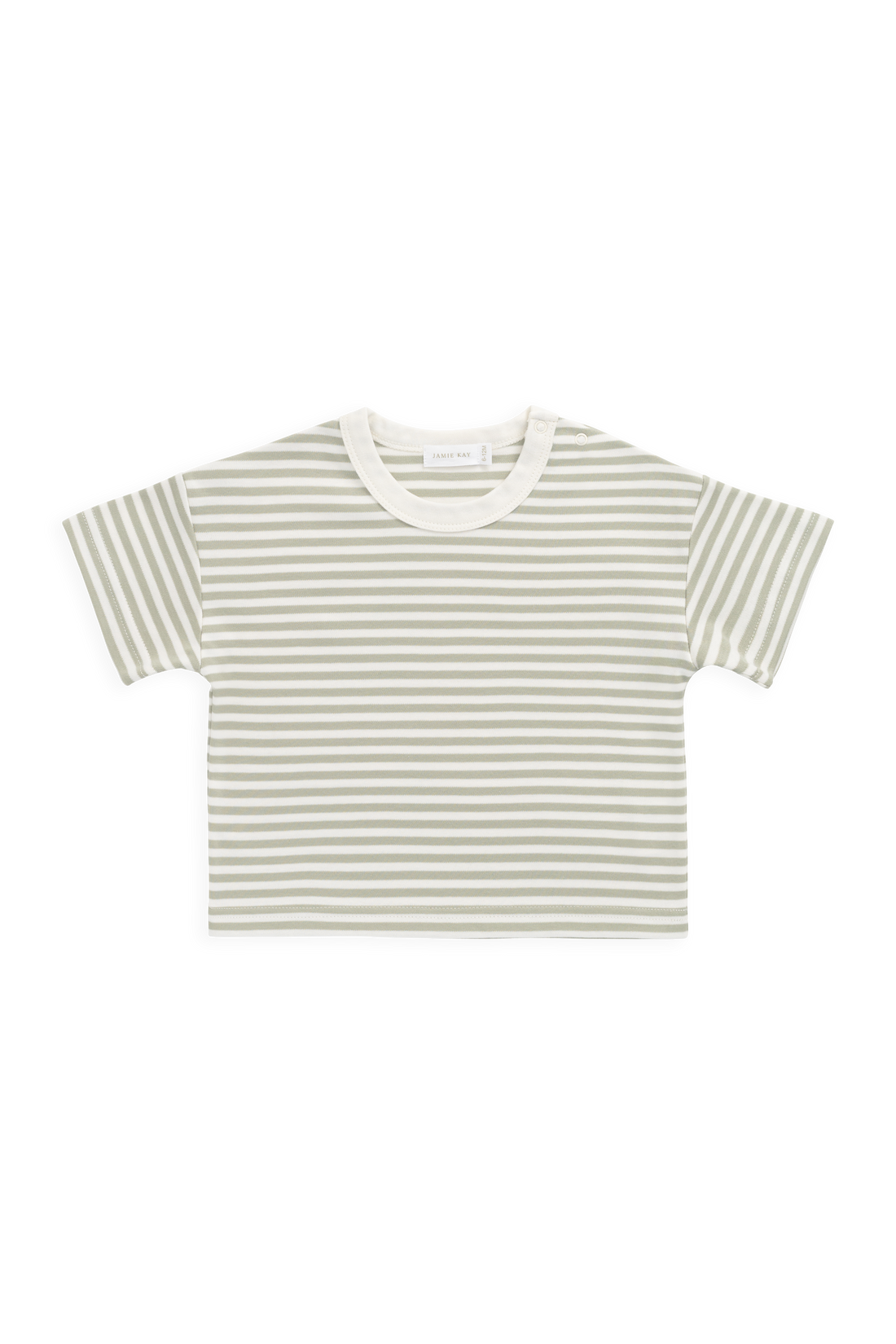 Pima Cotton Wesley Tee - Narrow Stripe Lichen / Cloud Childrens Top from Jamie Kay USA