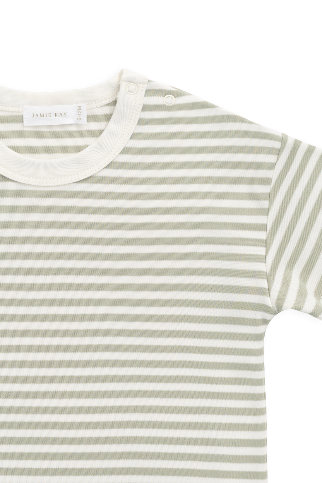 Pima Cotton Wesley Tee - Narrow Stripe Lichen / Cloud Childrens Top from Jamie Kay USA