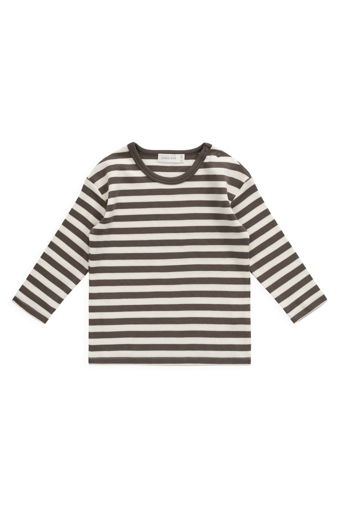 Pima Cotton Arnold Long Sleeve Top - Essential Stripe Raku/Cloud Childrens Top from Jamie Kay USA