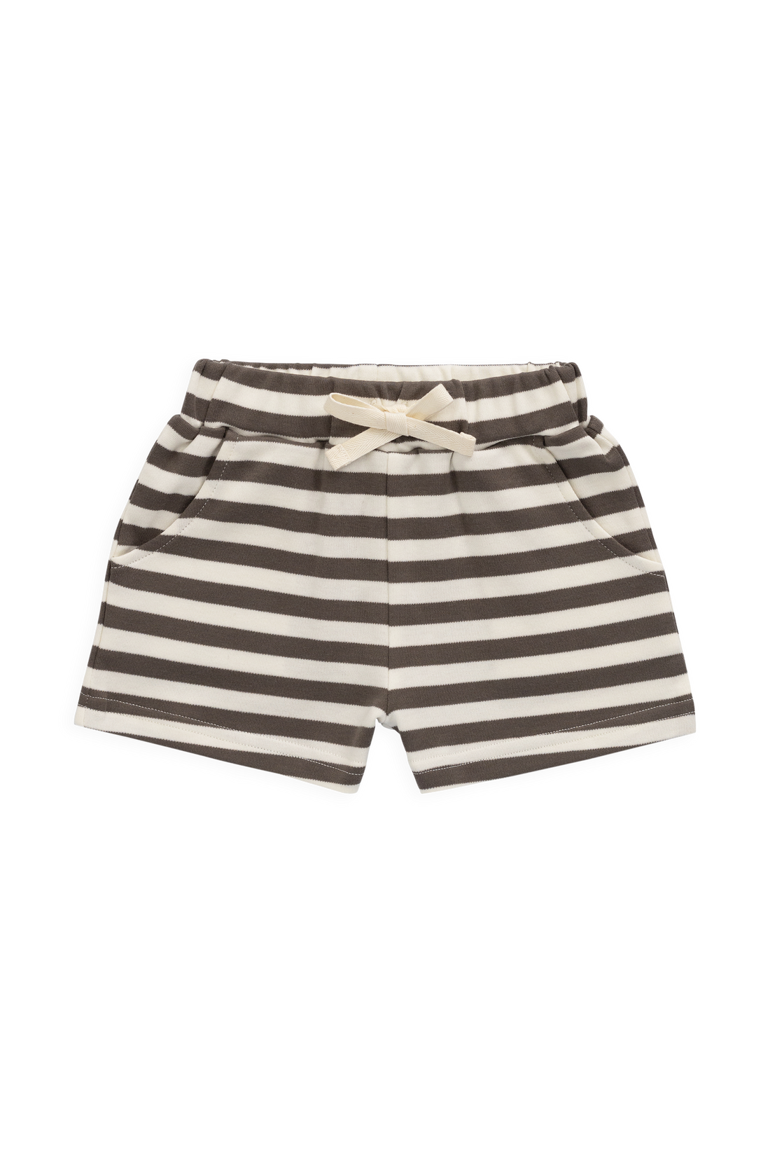 Pima Cotton Wesley Short - Essential Stripe Raku/Cloud Childrens Shorts from Jamie Kay USA