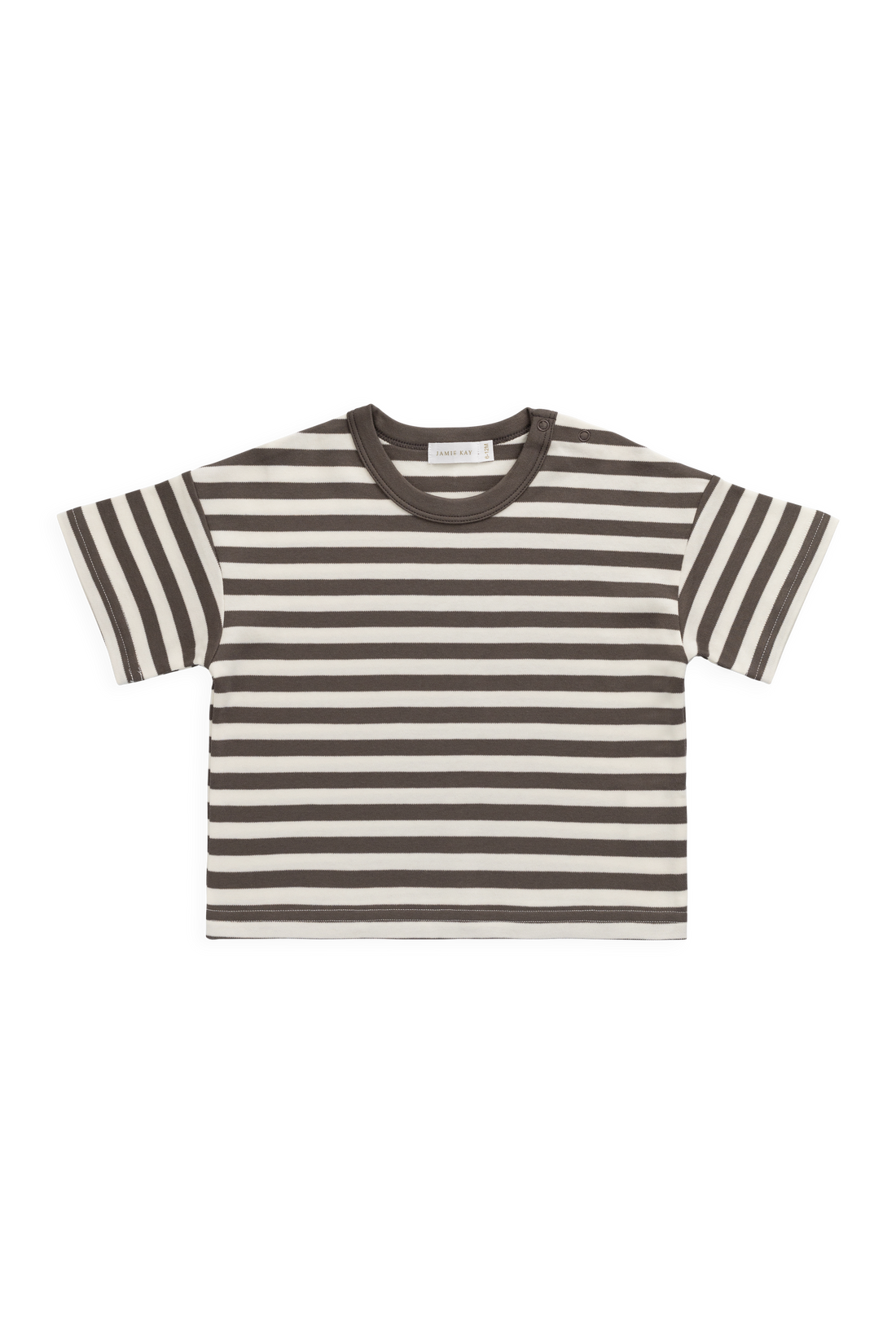Pima Cotton Wesley Tee - Essential Stripe Raku/Cloud Childrens Top from Jamie Kay USA