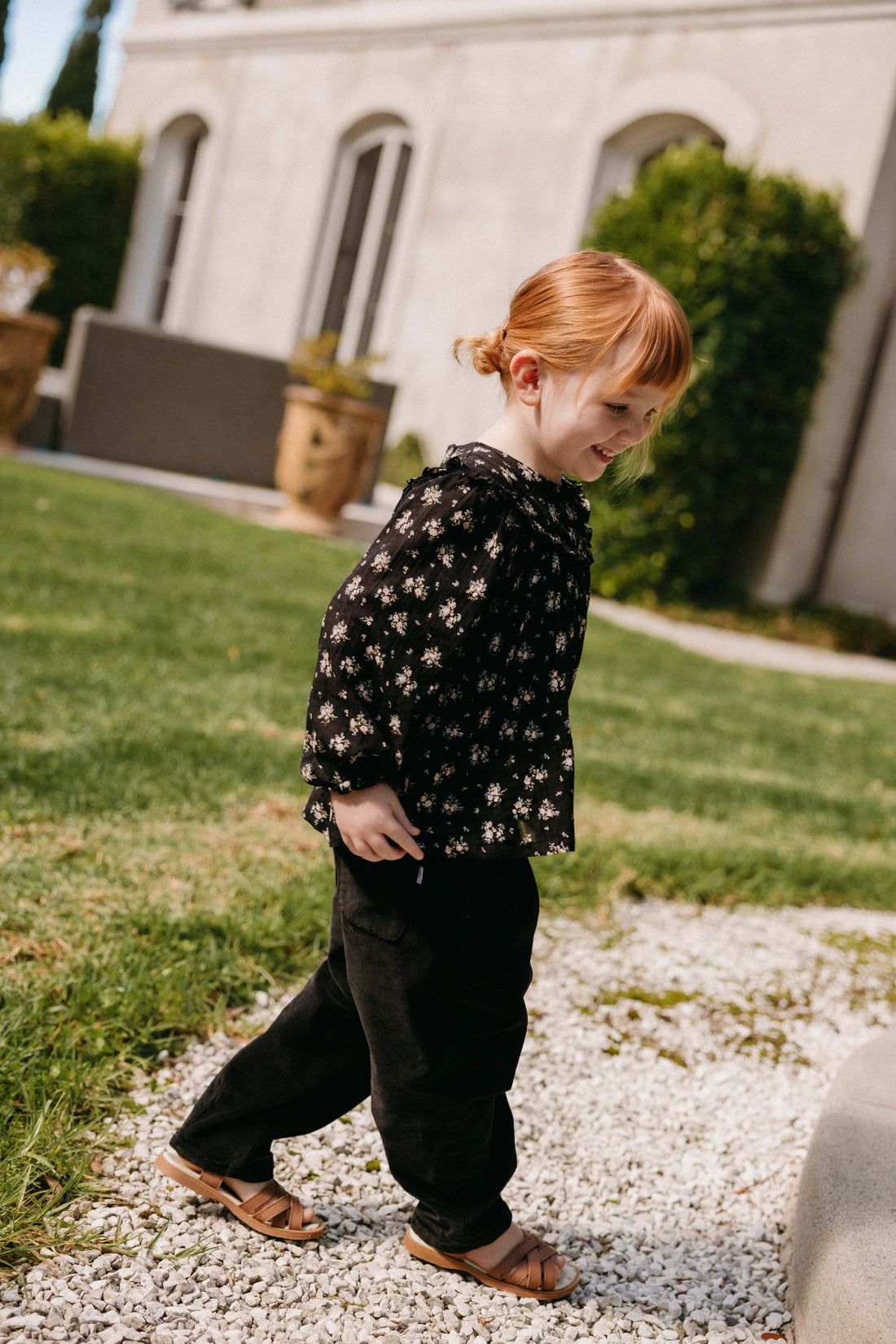 Organic Cotton Caroline Blouse - Cassie Caviar Childrens Top from Jamie Kay USA