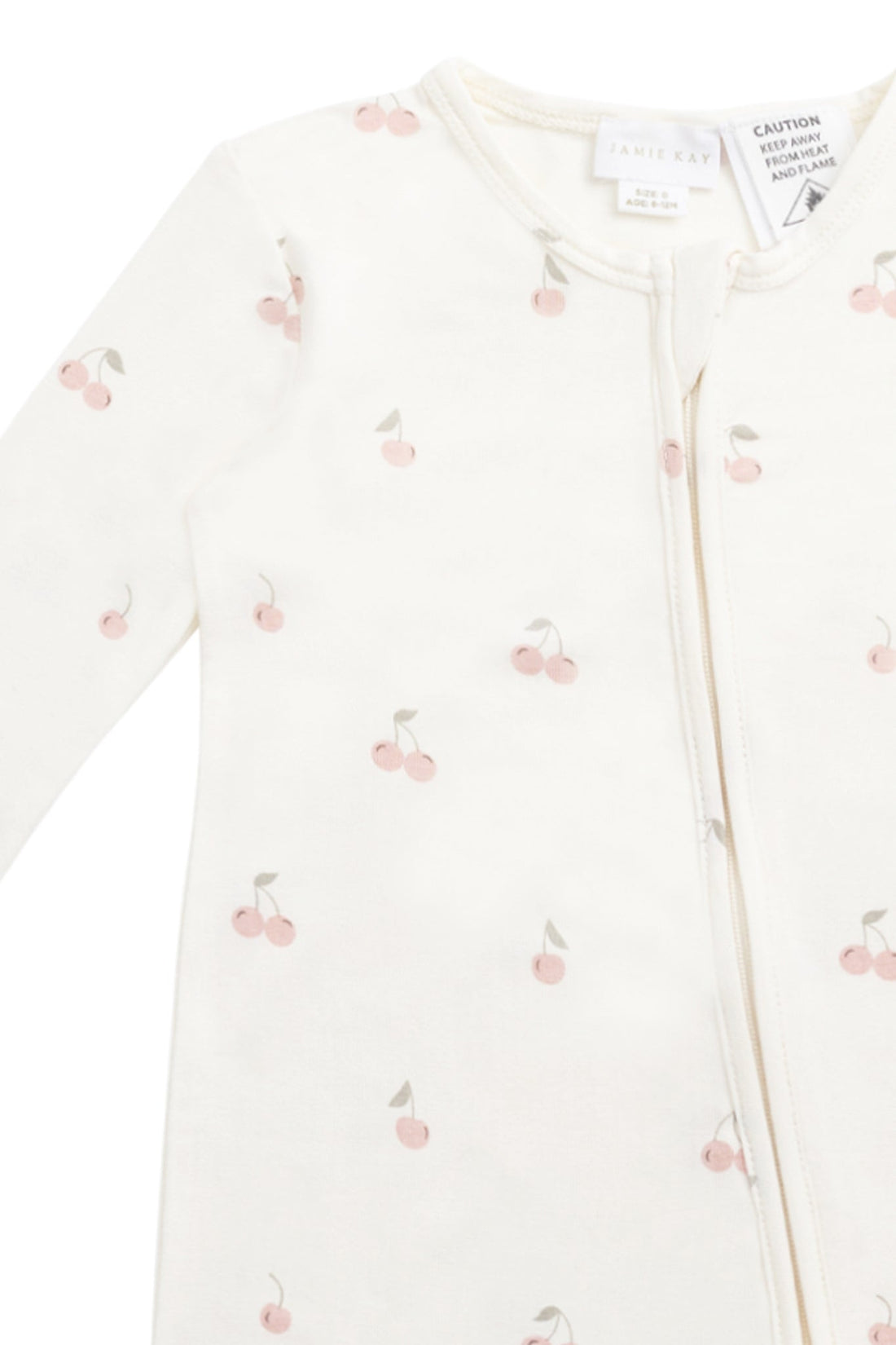 Bamboo Aspen Onepiece - Cherry Love Parchment Childrens Pyjama from Jamie Kay USA