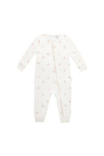 Bamboo Aspen Onepiece - Cherry Love Parchment Childrens Pyjama from Jamie Kay USA