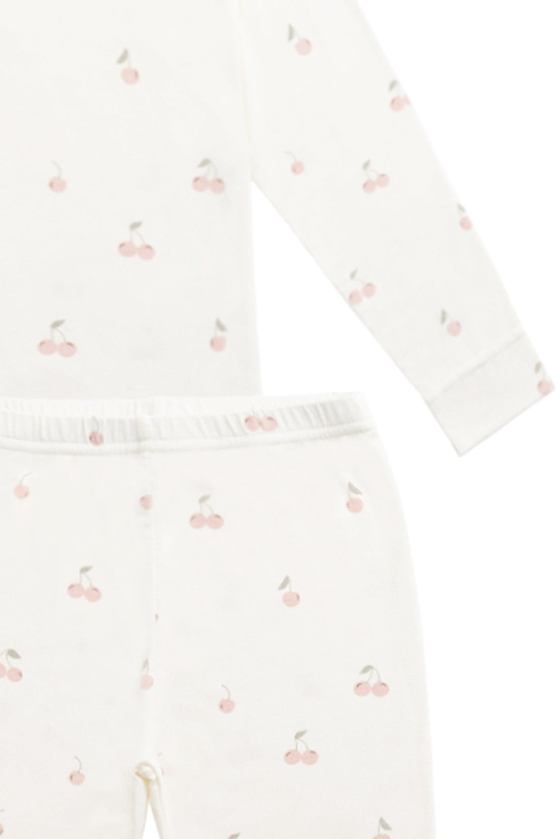 Bamboo Ari Long Sleeve Pyjama Set - Cherry Love Parchment Childrens Pyjama from Jamie Kay USA