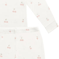 Bamboo Ari Long Sleeve Pyjama Set - Cherry Love Parchment Childrens Pyjama from Jamie Kay USA