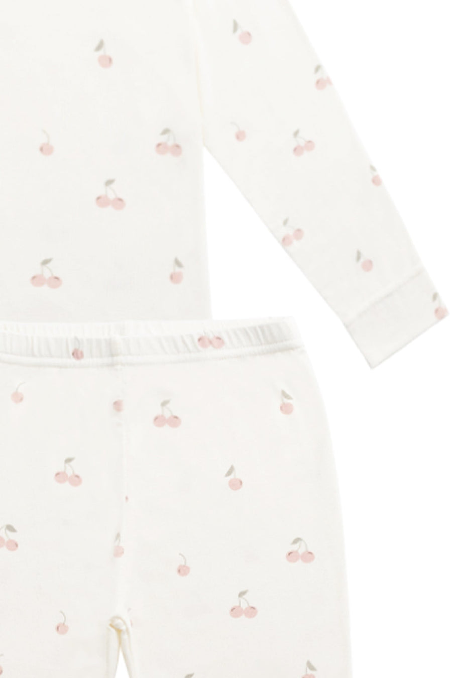 Bamboo Ari Long Sleeve Pyjama Set - Cherry Love Parchment Childrens Pyjama from Jamie Kay USA