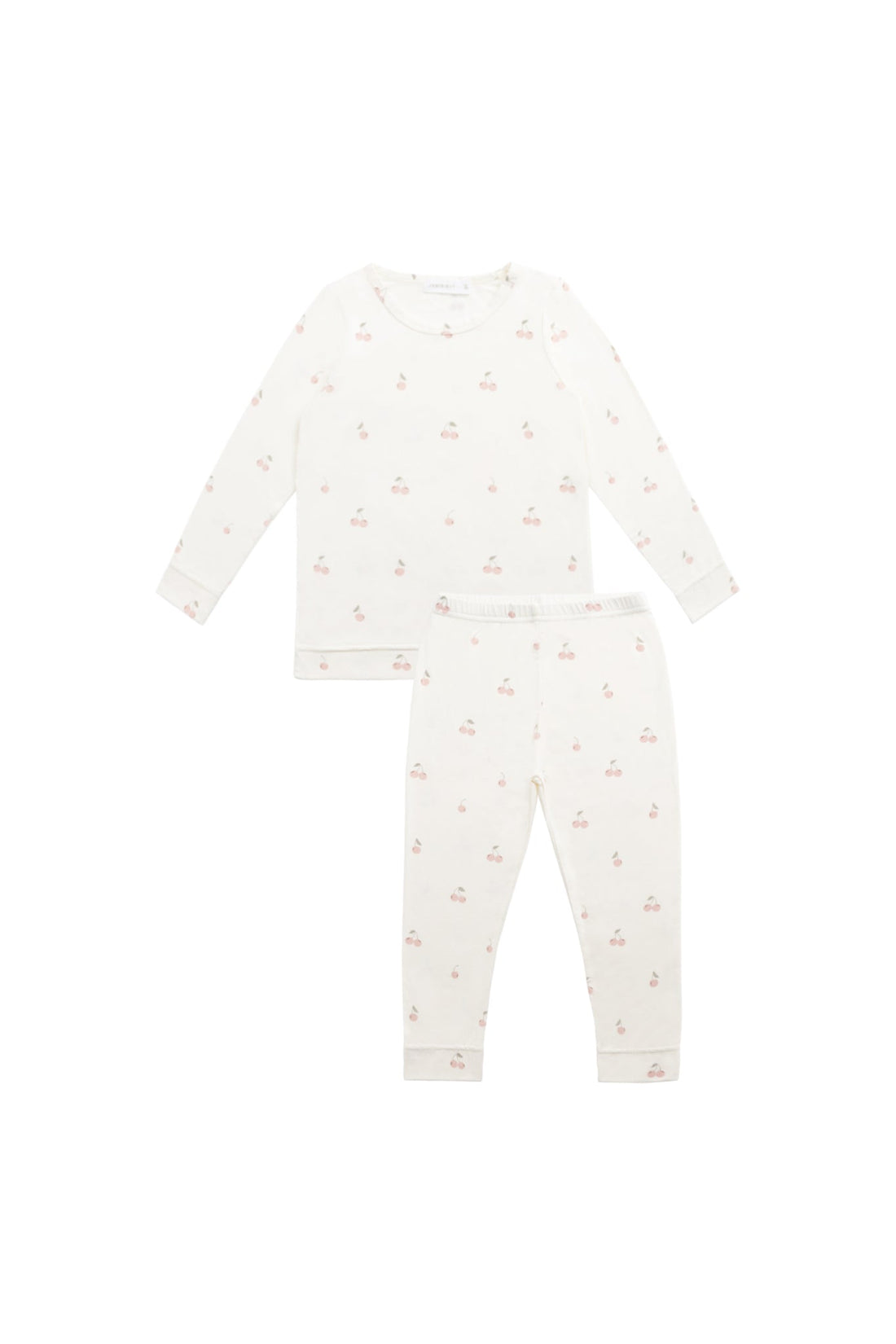 Bamboo Ari Long Sleeve Pyjama Set - Cherry Love Parchment Childrens Pyjama from Jamie Kay USA