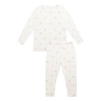 Bamboo Ari Long Sleeve Pyjama Set - Cherry Love Parchment Childrens Pyjama from Jamie Kay USA