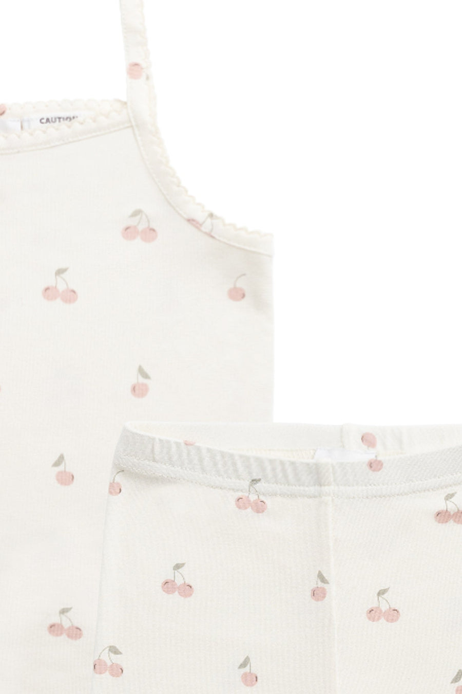 Bamboo Ari Singlet Pyjama Set - Cherry Love Parchment Childrens Pyjama from Jamie Kay USA