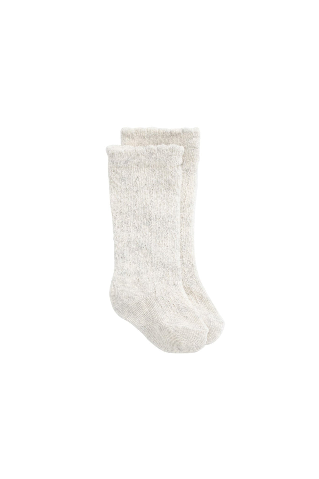 Emily Pointelle Knee High Sock - Light Oatmeal Marle Childrens Sock from Jamie Kay USA