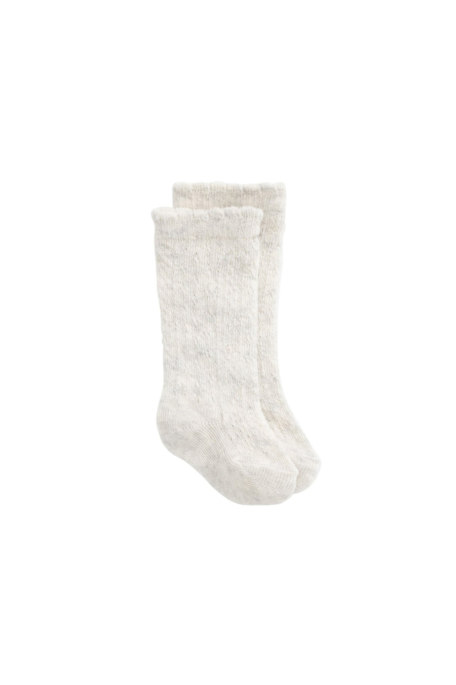 Emily Pointelle Knee High Sock - Light Oatmeal Marle Childrens Sock from Jamie Kay USA