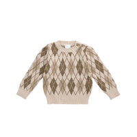 Enzo Jumper - Enzo Jacquard Oatmeal Marle Childrens Jumper from Jamie Kay USA