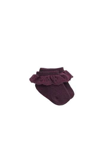 Frill Ankle Sock - Fig Childrens Socks from Jamie Kay USA