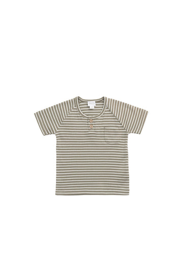 Jason Pima Cotton Tee - Jason Stripe Twig/Cloud Childrens Top from Jamie Kay USA