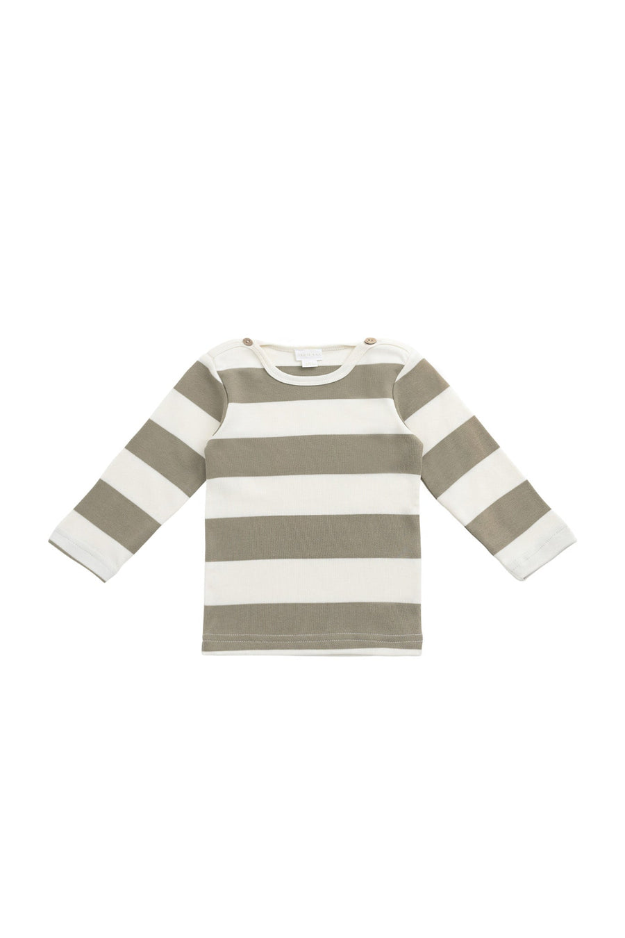 Matteo Pima Cotton Long Sleeve Top - Broad Stripe Cloud/Twig Childrens Top from Jamie Kay USA