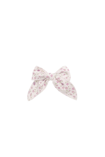 Organic Cotton Bow - Adaline Berries Ballet Pink Childrens Hair Bow from Jamie Kay USA