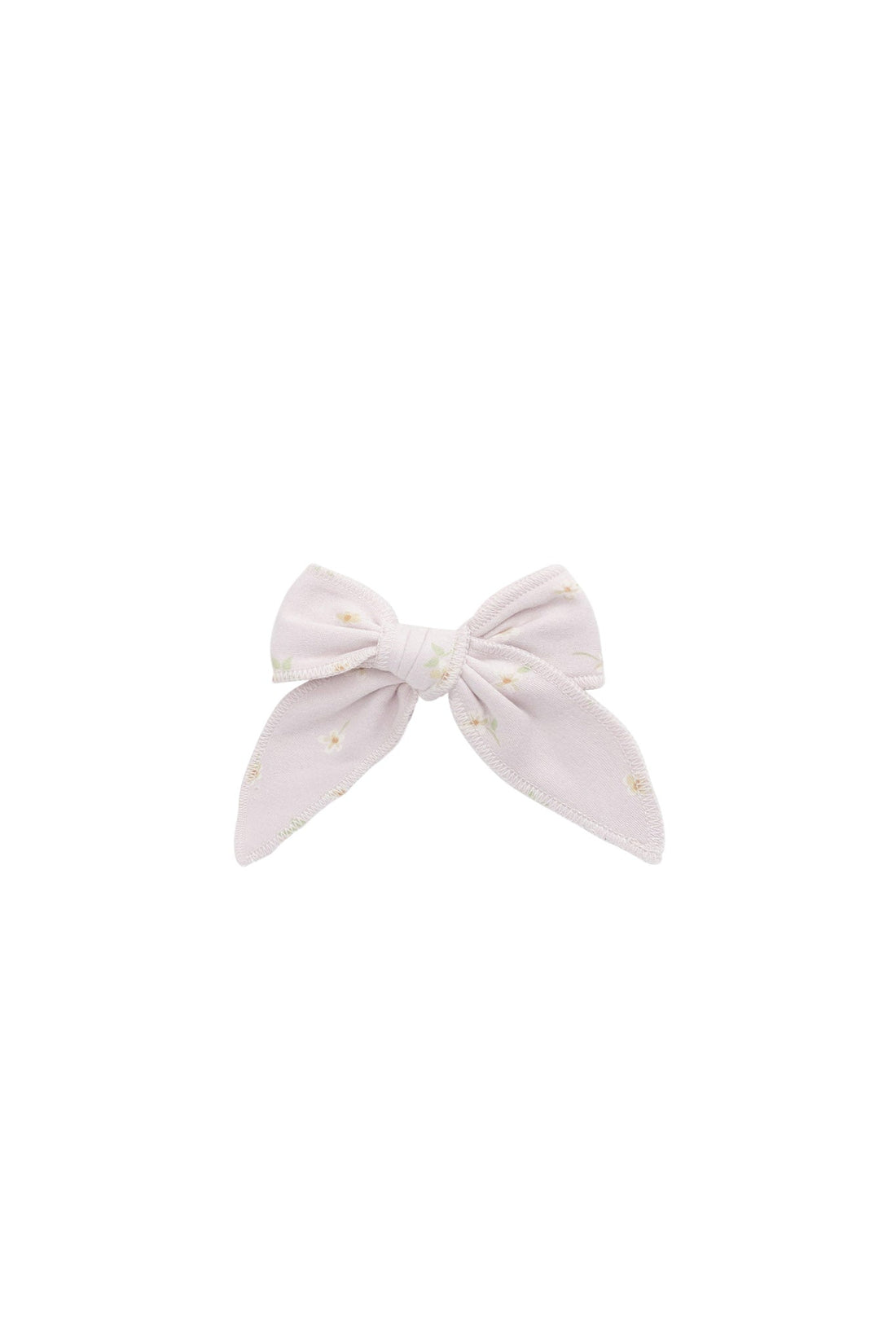 Organic Cotton Bow - Simple Flowers Lilac Childrens Hair Bow from Jamie Kay USA