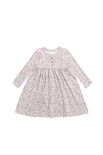 Organic Cotton Bridget Dress - Amber Floral Lilac Ash Childrens Dress from Jamie Kay USA