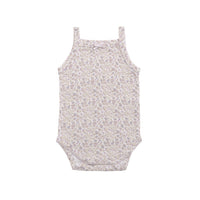 Organic Cotton Bridget Singlet Bodysuit - Amber Floral Lilac Ash Childrens Singlet Bodysuit from Jamie Kay USA