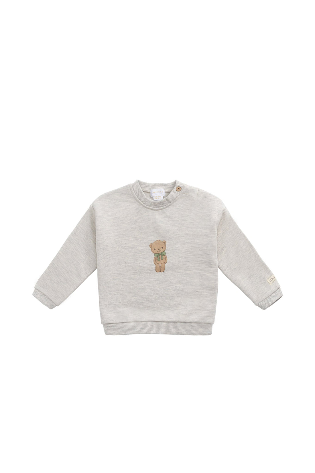 Organic Cotton Damien Sweatshirt - Oatmeal Marle Little Ted Childrens Top from Jamie Kay USA