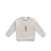 Organic Cotton Damien Sweatshirt - Oatmeal Marle Little Ted Childrens Top from Jamie Kay USA