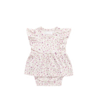 Organic Cotton Elianna Playsuit - Adaline Berries Ballet Pink Childrens Playsuit from Jamie Kay USA