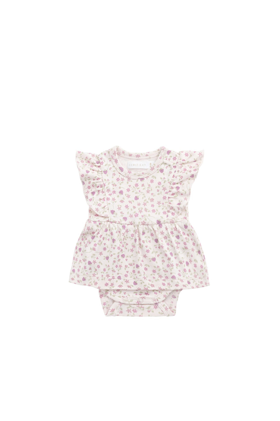 Organic Cotton Elianna Playsuit - Adaline Berries Ballet Pink Childrens Playsuit from Jamie Kay USA