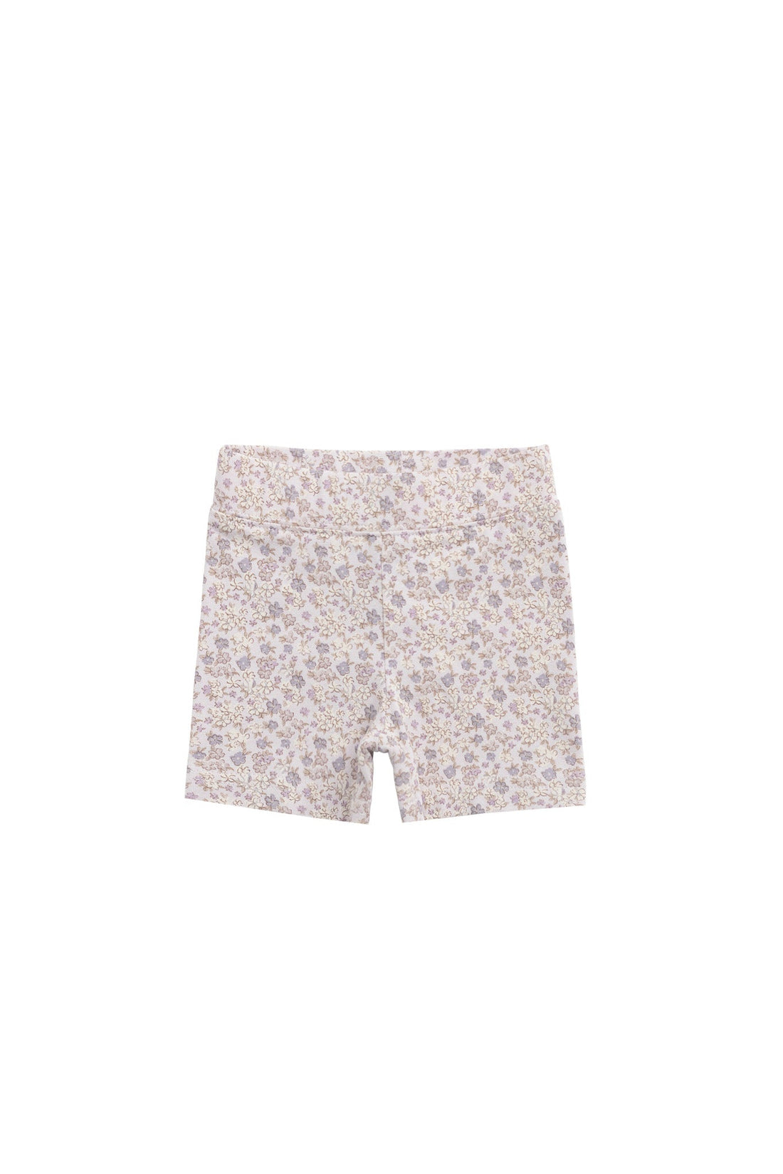 Organic Cotton Everyday Bike Short - Amber Floral Lilac Ash Childrens Short from Jamie Kay USA