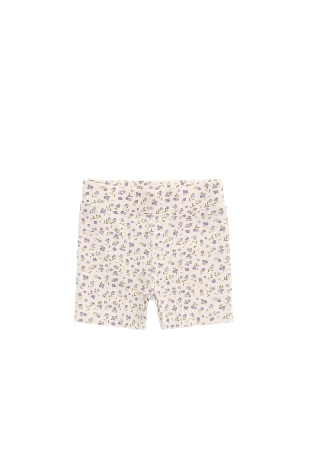 Organic Cotton Everyday Bike Short - Blueberry Field Raindrops Childrens Short from Jamie Kay USA