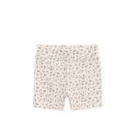 Organic Cotton Everyday Bike Short - Blueberry Field Raindrops Childrens Short from Jamie Kay USA